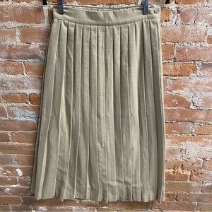 Vintage Adolfo Beige Pleated A-Line Wool Blend Skirt Women’s 10